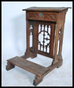 A 19th century Victorian oak praying lecturn - reading stand with pierced eclesiastical carved