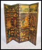 A 19th Century Victorian four fold decoupage discretionary / dressing / draft screen. Profusely
