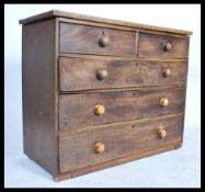 A Victorian 19th century  mahogany 2 over 3 chest of drawers having flared top with knob handles