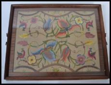 A 19th century mahogany and needlepoint inlaid but