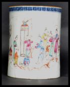 A 19th century Chinese porcelain brush pot with ha