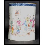 A 19th century Chinese porcelain brush pot with ha