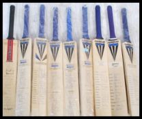A collection of autographed cricket bats presented to Ian MacLaurin, Baron MacLaurin of Knebworth to