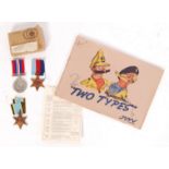 WWII MEDAL GROUP AND CARTOON BOOK