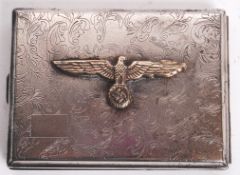 WWII GERMAN STYLE SILVER PLATED CIGARETTE CASE