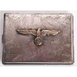 WWII GERMAN STYLE SILVER PLATED CIGARETTE CASE