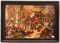 ANTIQUE 19TH CENTURY PRINT ' THE BATTLE OF TRAFALGAR - THE DEATH OF NELSON '