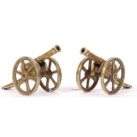 PAIR OF VICTORIAN MINIATURE DESKTOP BRASS CANNONS