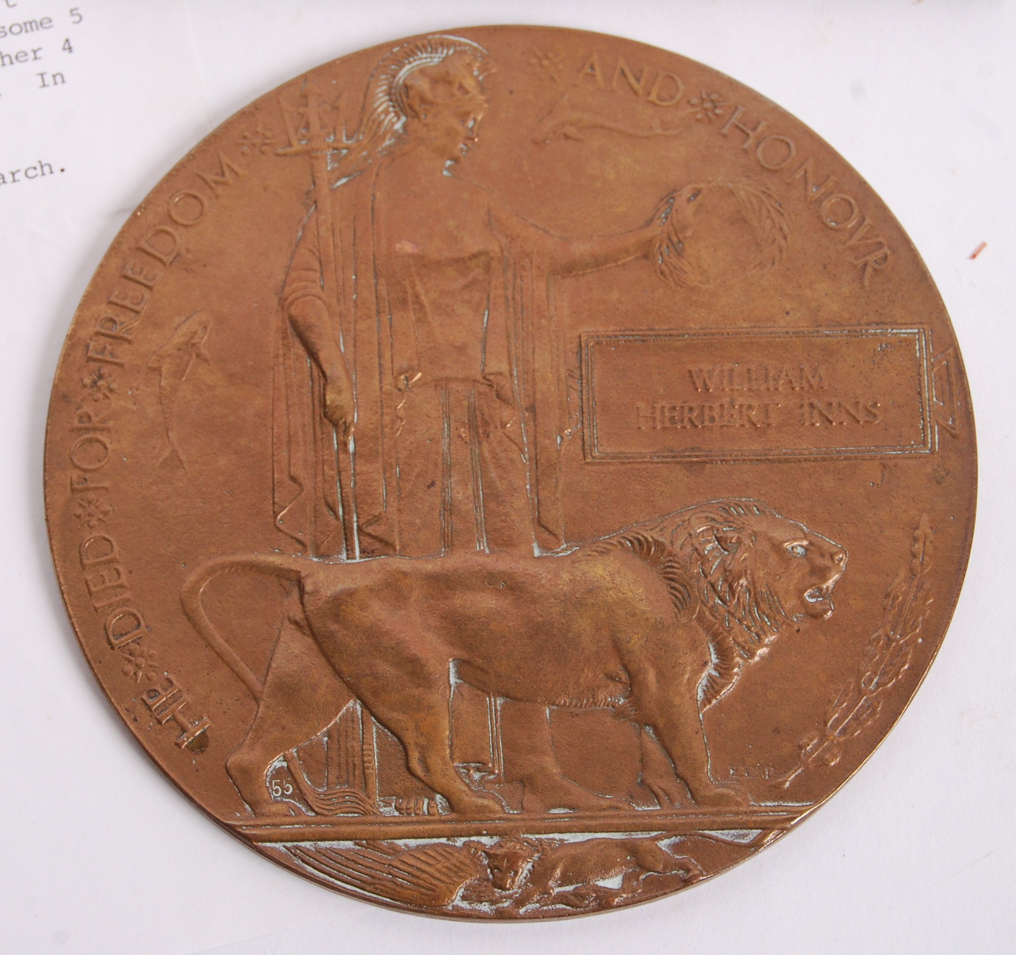 WWI FIRST WORLD WAR DEATH PLAQUE PENNY - Image 2 of 3