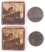 RMS LUSITANIA - CUNARD LINER - WWI SINKING PROPAGANDA MEDALS