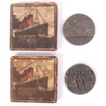 RMS LUSITANIA - CUNARD LINER - WWI SINKING PROPAGANDA MEDALS