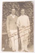 EARLY WIMBLEDON LAWN TENNIS SIGNED POSTCARD WITH WWI INTEREST