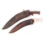 TWO ANTIQUE NEPALESE KUKRI KNIVES