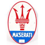 MASERATI VINTAGE STYLE CAST IRON PLAQUE