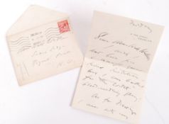 JOHN SINGER SARGENT - ARTIST - HAND WRITTEN LETTER