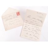 JOHN SINGER SARGENT - ARTIST - HAND WRITTEN LETTER