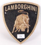 LAMBORGHINI VINTAGE STYLE CAST IRON PLAQUE