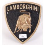 LAMBORGHINI VINTAGE STYLE CAST IRON PLAQUE