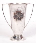 WWII STYLE GERMAN IRON CROSS SILVER PLATED VASE
