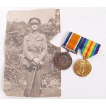 ORIGINAL WWI FIRST WORLD WAR MEDAL PAIR & PHOTOGRAPH