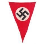 NAZI SWASTIKA CAR PENNANT TRIANGULAR FLAG
