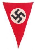 NAZI SWASTIKA CAR PENNANT TRIANGULAR FLAG