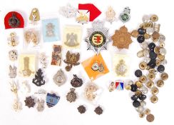 ASSORTED MILITARY CAP BADGES, BUTTONS & RELATED