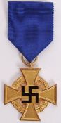 40 YEARS LONG SERVICE GILT NAZI MEDAL