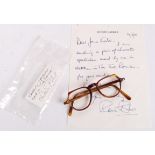RARE TWO RONNIES RONNIE BARKER PAIR OF SPECTACLES AND LETTER