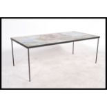 A retro 20th Century tiled top coffee table painte