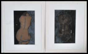 A pair of pastel nude studies of the female form,