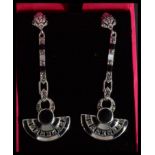 A pair of sterling silver Art Deco style drop earr