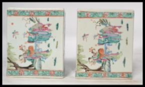 A pair of 18th century Chinese famille vert flower