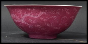 A 19th century Chinese bowl having a pink glaze de