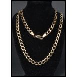 A hallmarked 9ct gold curb link necklace chain hav