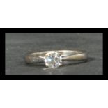 A hallmarked 18ct white gold and diamond solitaire