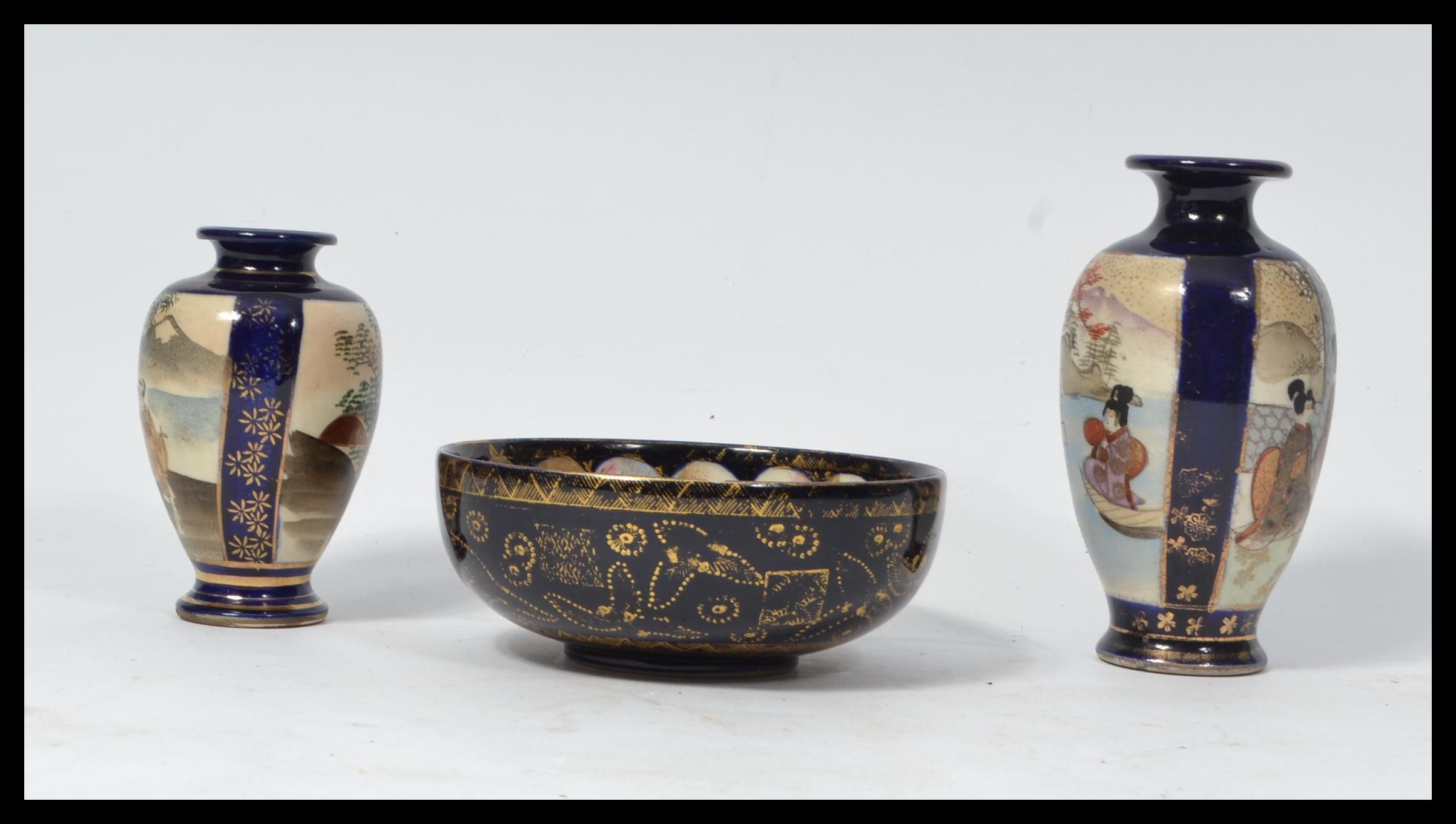 A 19th century Japanese kutani ware bowl depicting - Image 2 of 7