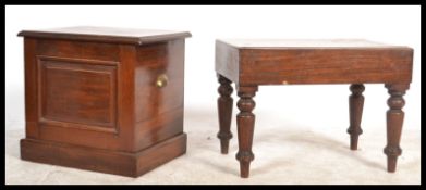 A Victorian mahogany step box commode with hinged top together with another bidet commode having