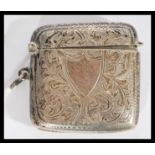 An early 20th century silver hallmarked vesta case by John Rose  bearing hallmarks for Birmingham