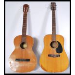 Two vintage retro 20th century acoustic guitars one by Santiago and one by Eros. Please see images.