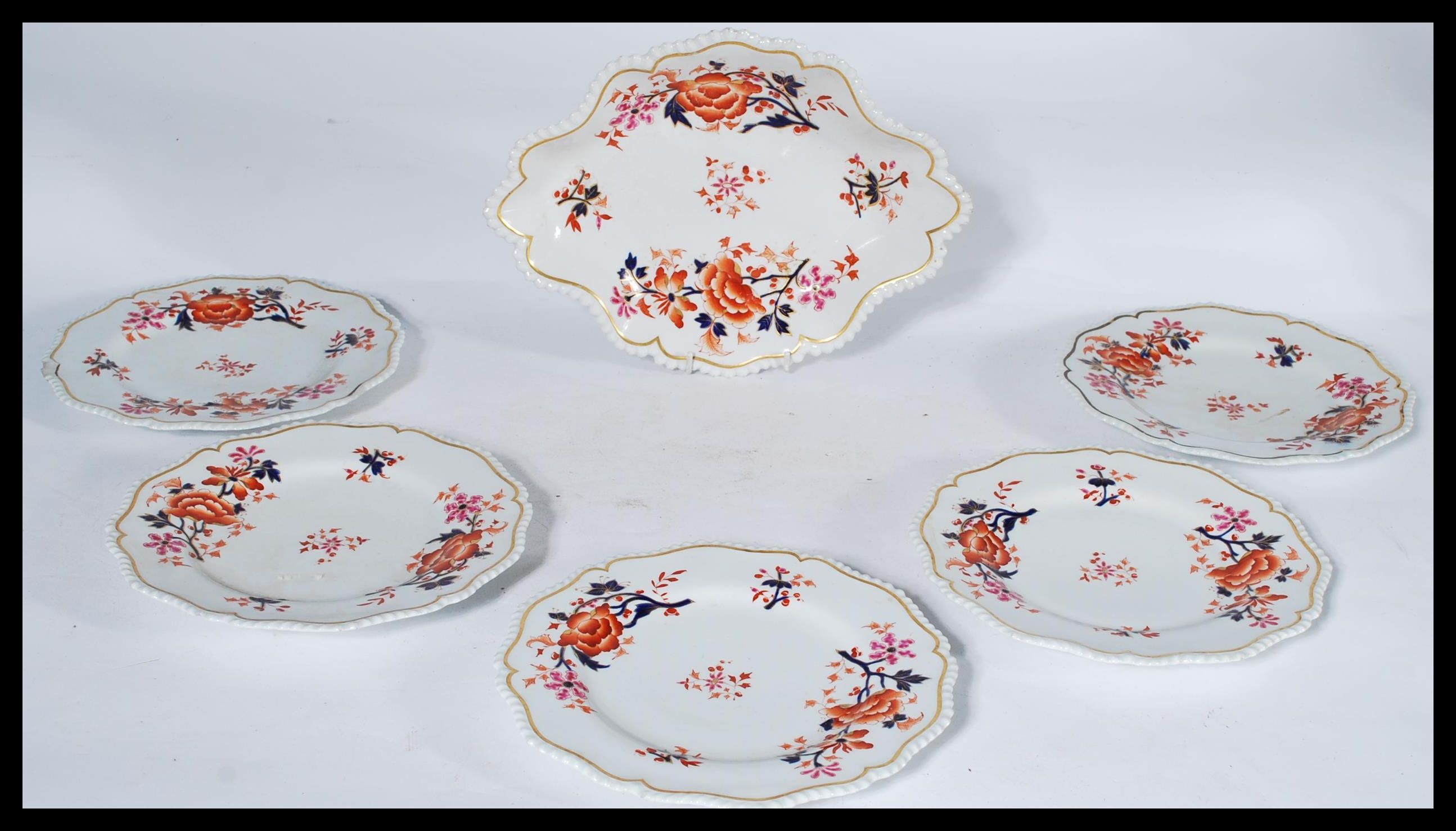 An early 19th century Flight Barr and Barr Worcester dessert set consisitng of plates and a - Image 2 of 5