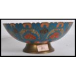 An early 20th century Chinese Cloisonne enamel centerpiece pedestal bowl having a scalloped rim with