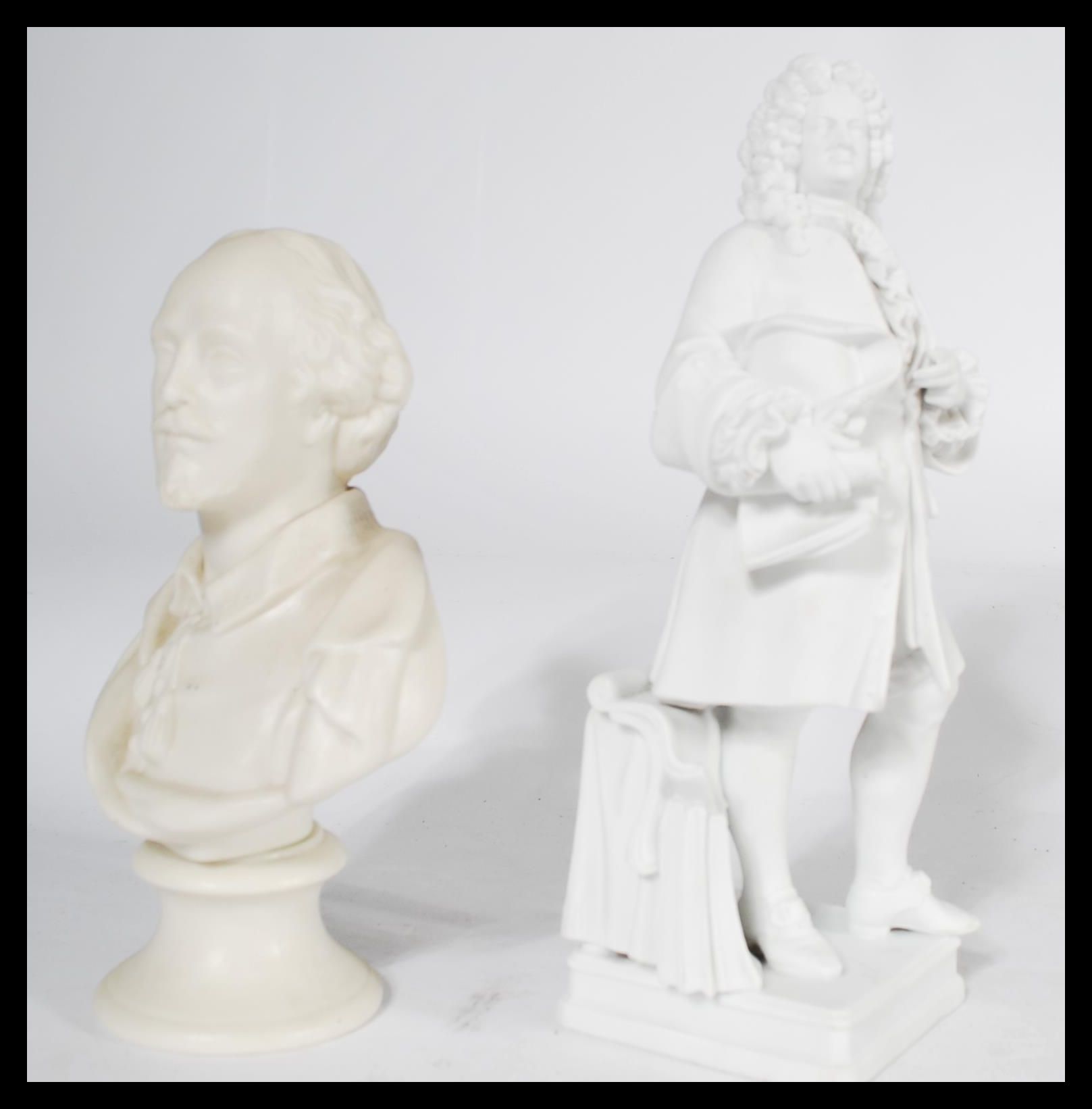 A 19th century German biscuit porcelain  Portrait statue of George Frideric Handel holding his music - Image 4 of 8