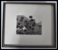 Tanaka Ryohei b 1933- a limited edition etching of a thatched roof, signed in pencil, 79/150 and