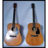 Two 20th Century acoustic six string guitars to include a Hondo II and a Hohner  both with applied