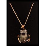 An unusual 14ct white gold south sea pearl and diamond frog shaped pendant necklace complete in