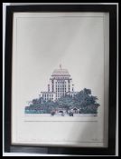 Mel Harris 81. A print of the Hong Kong and Shanghai bank being limited edition no 92 of 101. Mel