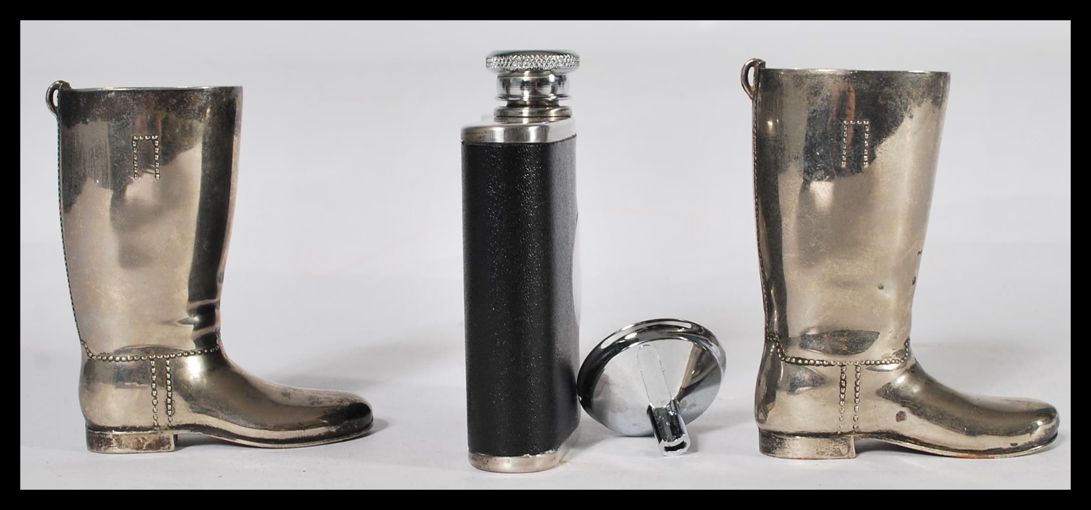 A pair of vintage mid Century silver plated drinking measures modelled as a pair of horse riding - Image 4 of 7