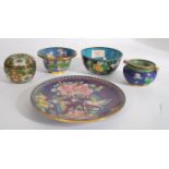 A collection of Chinese and Japanese cloisonne enamel wares dating from the early 20th century.