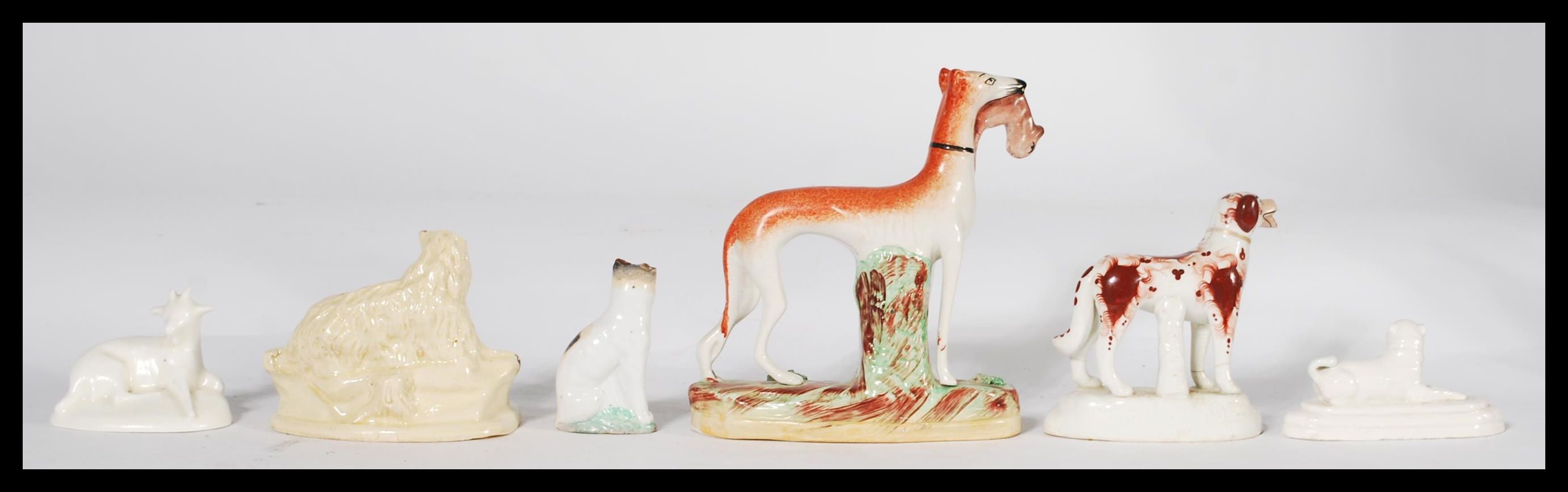 A group of Staffordshire ceramic figures of animals dating from the 18th century to include Canary - Image 5 of 7